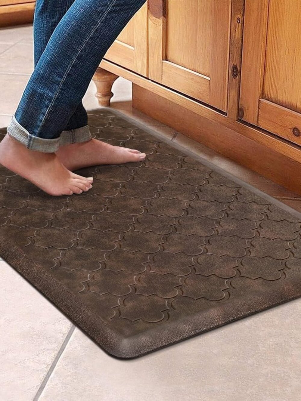 Kitchen Mat, Cushioned Anti Fatigue Floor Mat, 17.3"x28" Brown